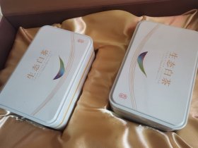 安吉白茶茶叶罐礼盒铁皮盒2个合售