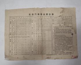 长途汽车客运票价表（重庆1962年）