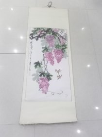 手绘贵重！早年300买的葡萄！镜片！！精品国画心100*50厘米包纯手绘！