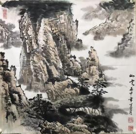 著名画家王新路四尺斗方山水真迹