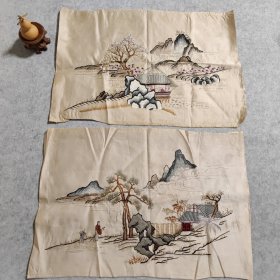 丝绸老刺绣 （2张）（52x36厘米）