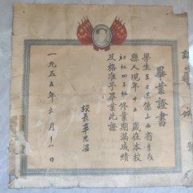 1955年孝义县毕业证书