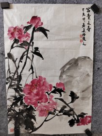 （得自画家本人，保真）任俊之老师写意牡丹，任俊之，守静斋主，1971年出生，汉族，大学本科学历，师从清华美院郭石夫，秦少甫、王奇寅等名家，擅工笔写意花鸟画。陕西省美术家协会会员，咸阳市美术家协会会员，陕西中国画专业委员会西部创作中心研究员，陕西省美协骊山女画家。作品多次入选省地市举办的大型画展。