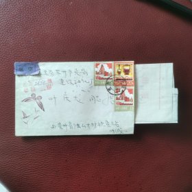 1981年航空、挂号、美术实寄封，贵州独山寄江苏苏州，贴普18工农业生产邮票3枚，带有原信札。