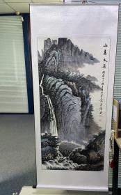 山水中堂:山高水长(保手绘)