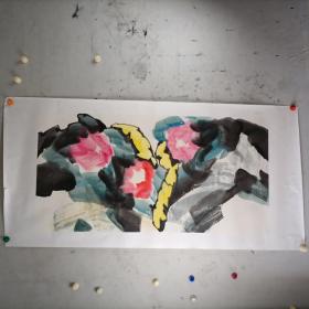 【佚名】大写意国画山水花鸟系列之21，娱乐，餐饮，茶楼，会所绝配，宣纸画芯，白纸托裱，应该是展览作品，买家自鉴！