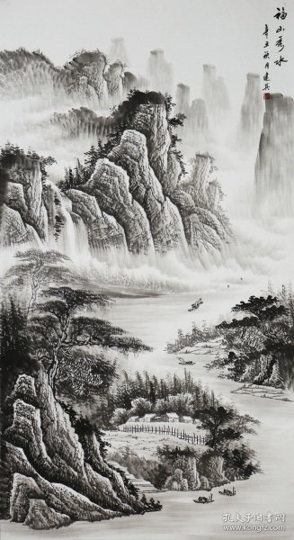 陆老师大六尺水墨国画