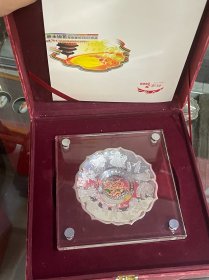 好运2008珍藏银盘，老东西，带原装盒说明书，品相如图 尺寸11*11