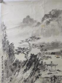 北京老画家 吴广泉 山水旧托底