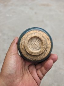 元代钧釉点彩小茶盏 完整尺寸见图釉水不错