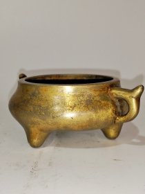古董 古玩收藏 铜器 铜香炉 传世铜炉 回流铜香炉 纯铜香炉 长11厘米，宽8厘米，高3.8厘米，重量0.8斤