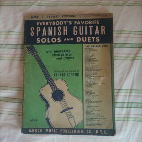 英文版曲谱：SPANISH GUITAR SOLOS AND DUETS（西班牙吉他独奏与二重唱） （使用指法与歌词）