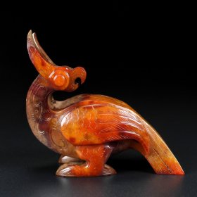精品和田玉，朱雀，玉质细腻，包浆厚重，沁色入骨，雕工精细，局部带有红沁，品相完美，细节如图，长8.5宽3.5高7厘米，重170克