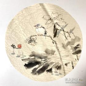 胡人国画团扇花鸟小品264