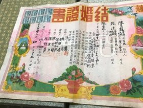 1952年 台湾省台北县 結婚證書