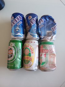 90年代易拉罐:健力宝、青岛啤酒、旭日升冰茶、珠江啤酒