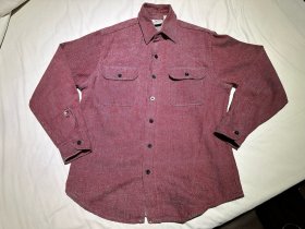 prentiss outdoors 衬衫 美国产 80年代制造 面料很有特点 灰红双线交织 袖口破了一处