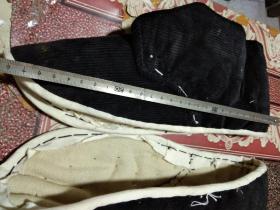 老物件棉鞋面；老式黑色灯芯绒小口棉鞋鞋面帮（没使用过）。