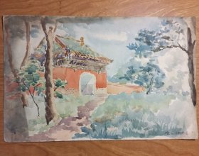 水彩画风景，1957年、1958年，三张沈阳附近风景