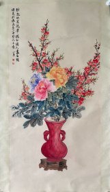 陈小翠《花卉》是中国近代著名的诗人、画家，出生于浙江杭县的一个文化世家，父亲陈蝶仙是鸳鸯蝴蝶派文人，哥哥陈小蝶也是名诗人。自幼受家庭文化熏陶，聪慧过人，13岁便能吟诗，师从杨士猷、冯超然学画，擅长工笔仕女和花卉画，风格隽雅清丽。书法方面，笔致清峭，有俊拔挺秀之趣。上世纪40年代，与冯文凤、吴青霞等创办上海女子书画会，并担任《女子书画会刊》编辑，解放后，受聘为上海中国画院画师。