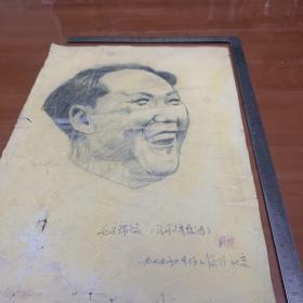 1979年6月16日临于北京铅笔画 毛泽东像 毛主席像 原作徐悲鸿 刘杨印