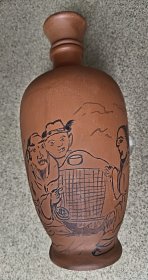 紫砂瓶《观棋烂柯》绘画