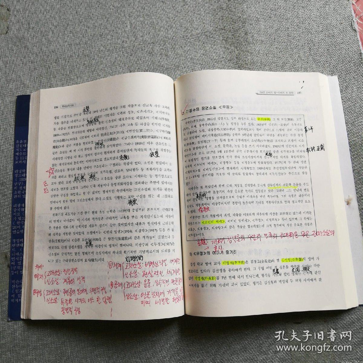 韩国文学史纲（朝鲜文版），有少量笔记