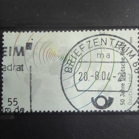 BRD120德国邮票2003年4月10日德国之声广播电台成立50周年 “通过世界地图来展示广播电波” 外国邮票 信销 1全 邮戳随机