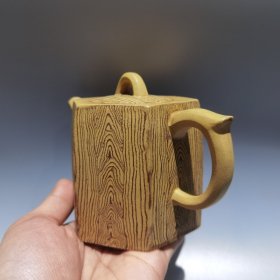 黄段泥紫砂壶 六方壶