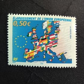 FR4法国邮票 2004年 欧盟国旗地图 外国邮票 新 1全