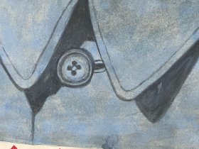 六十年代水彩画 水粉画 毛主席画像 向群文化室绘 1965年 44.2x61cm