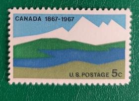 美国邮票1967年加拿大百年  1全新