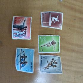 1964年圣马力诺发行东京奥运会纪念邮票一套五枚，新票，原胶无贴有水印，本店邮品满25元包邮。本店还在孔网新开“韶州邮客”，欢迎移步观看。