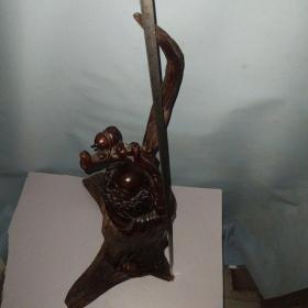 清代达摩祖师 达摩木雕造像 根雕 高约68.5× 26 cm