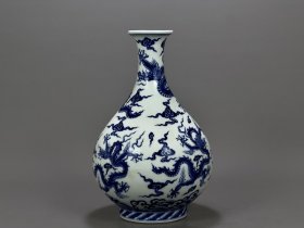 明宣德五龙纹玉壶春瓶28x17.5