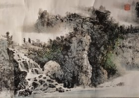 画家刘继伟中国美术家协会会员《高山流水》中国画山水2米横轴，保真包退，价可协商