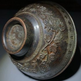合金铜年年有余铜碗铜花开富贵碗器型厚重品相完美