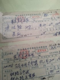 杭州中医药采购供应站老发票2张（1963年）