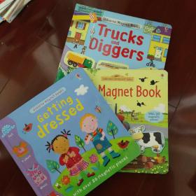 usborne magnet books trucks and diggers farmyard tales getting dressed 3本 部分磁片还在 一半左右