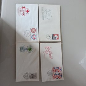 捷克斯洛伐克各种纪念题材首日封4枚，都是官方雕刻版首日封，市场价较高，本店邮品满25元包邮。本店还在孔网开“韶州邮社”