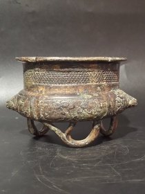 古董 古玩收藏 铜器 铜香炉 传世铜炉 回流铜香炉 纯铜香炉 长13厘米，宽9厘米，高8厘米，重量1.2斤