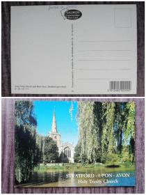 外国明信片   英国原版   斯特拉福德教堂风光 ，  品如图 .
