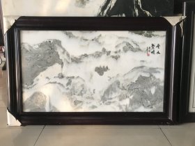 天然大理石山水画 家居装饰画 石片尺寸100/57cm