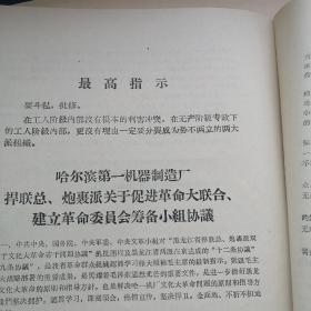 关于潘复生、汪家道同志检查的批示  潘复生、汪家道的检查 对黑龙江省捍联总、炮轰派双方问题协议的批语   双方协议 黑龙江双方制止武斗的协议  哈尔滨军事工程学院捍联总、炮轰派大联合的协议  哈尔滨师范学院大联合协议等