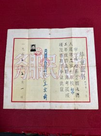1957年河北省张家口铁路职工中学毕业证书 有原始照片  为人民服务字样