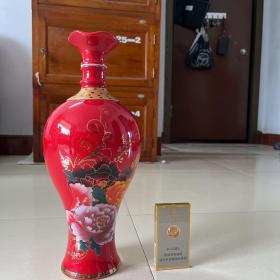 豪华红釉牡丹花瓶·春（2000毫升）