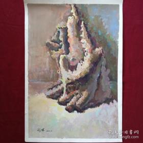 闫冰 手绘水粉画 西画油画素描水粉字画 国画老物件。近现代西画油画大艺术家作品，水粉素描油画艺术大师级人物。画心尺寸76×52cm