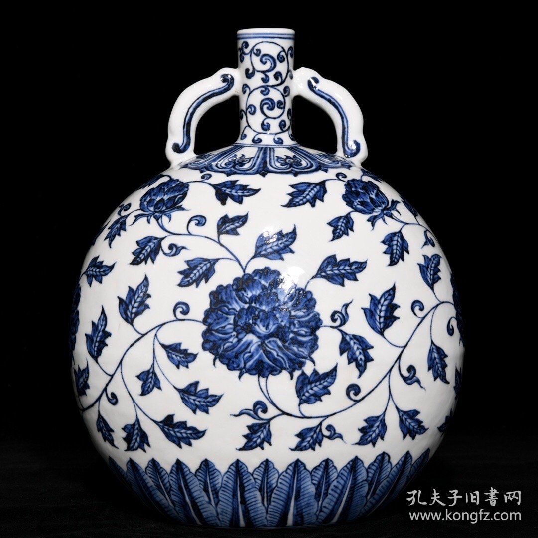 点击查看原图 明青花缠枝花卉纹扁瓶,高26.8cm直径20cm