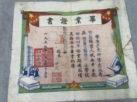 1953年双阳县第九区烧锅屯小学毕业证书