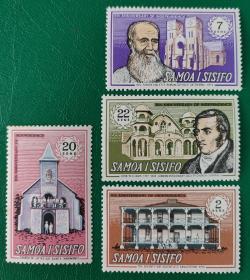 萨摩亚邮票 1970年教堂 传教士 4全新